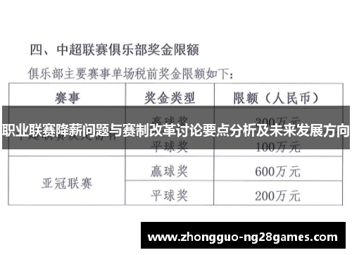 职业联赛降薪问题与赛制改革讨论要点分析及未来发展方向